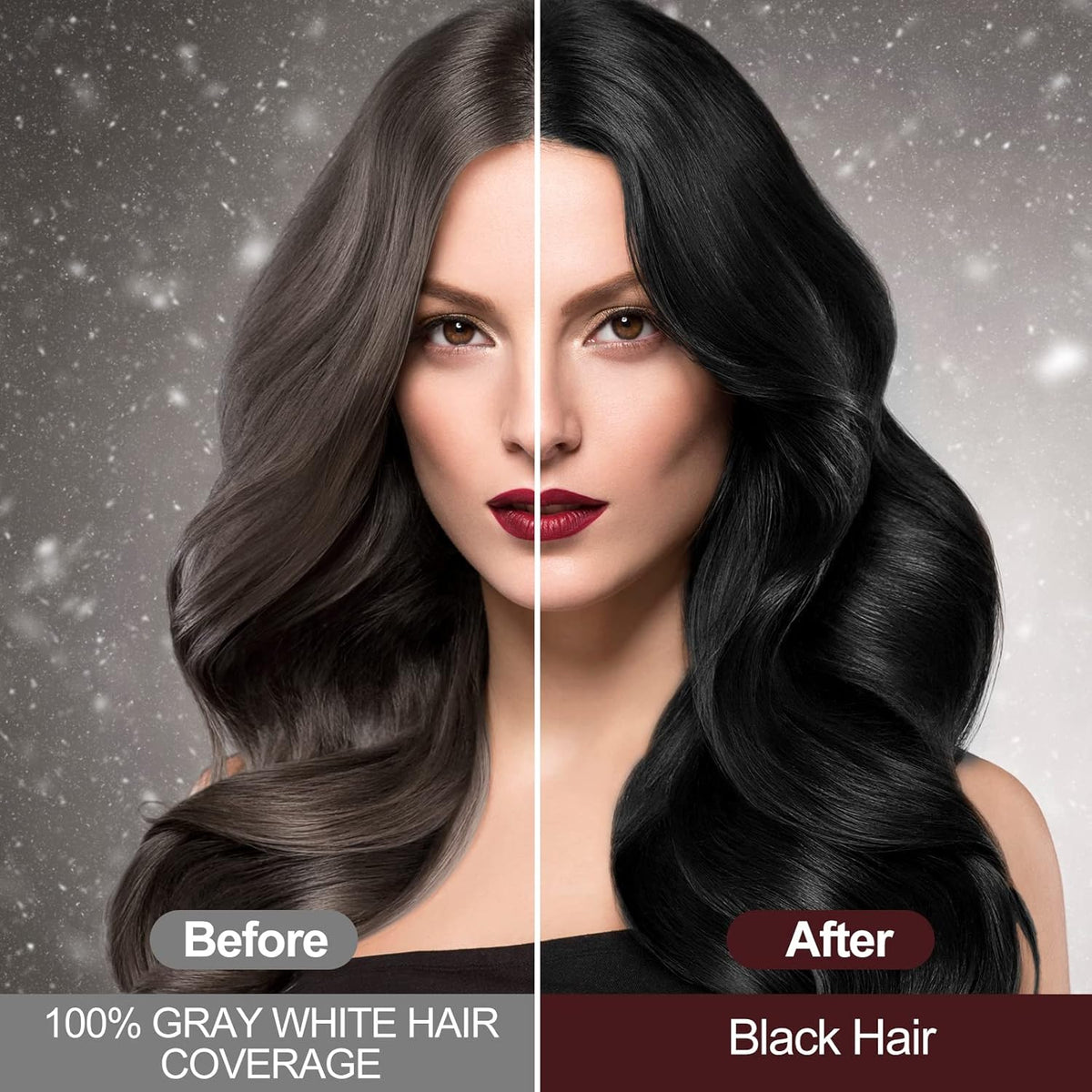 Black Hair Dye Shampoo 3 En 1 Cubre Canas, Champú Tinte Negro Cubrir Canas